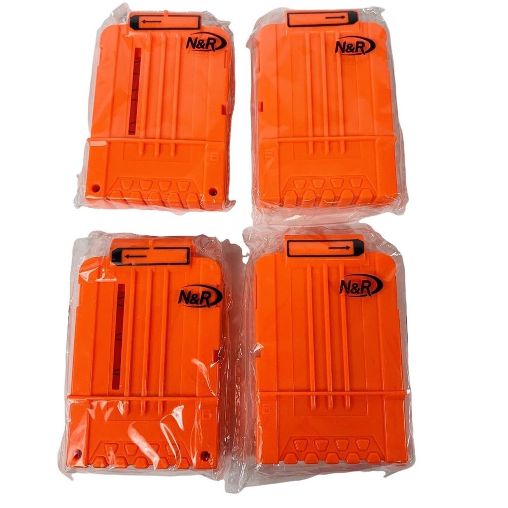 Lot Of 4 Nerf N-Strike 6 Max Round Dart Gun Ammo Clip Magazine No Darts Toy Gift